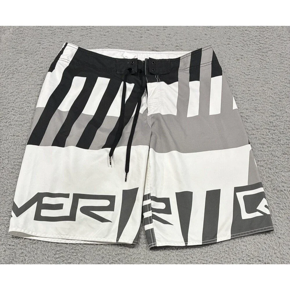 Quiksilver Shorts Mens 34 White Gray Colorblock Board Shorts Swim Trunks